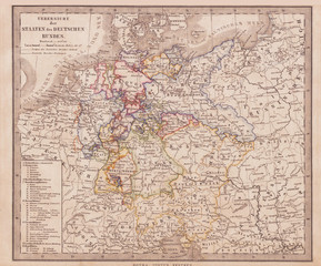Fototapeta na wymiar 1862, Stieler Map of Northern Germany
