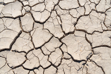 Cracked dry mud broken into polygon shape sections, Racetrack Playa, Death Valley National Park, California