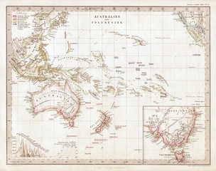 1862, Stieler Map o Australia and Polynesia