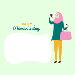 International women's day illustration. Hijab women illustration.