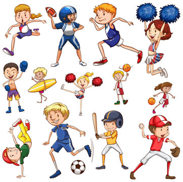 Set of athlete character
