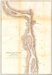 1865, U.S.C.S. Map of the Mississippi River around Chester Illinois