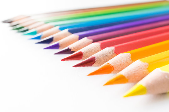 Color pencils isolated on white background