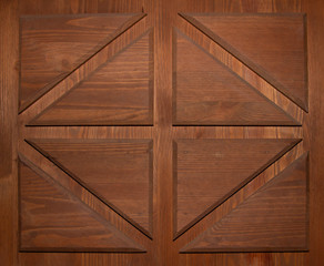 three-dimensional wooden background, rhombus pattern of triangles in a square