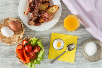 Breakfast with a soft-boiled egg