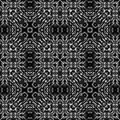 Black and White Seamless Ethnic Boho Ikat Pattern - 243793142