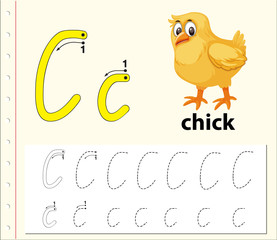 Letter C tracing alphabet worksheets