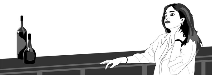 Beautiful girl is bored in the bar