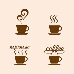 Set Coffee Cafe Hot Vector Design Vector