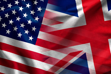 Composite background of the flags of UK and USA