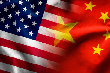 Composite of the flags of China and USA