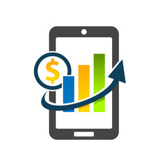 Mobile phone with dollar graph chart icon