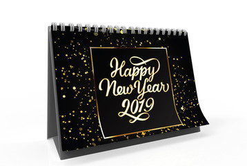 happy new year 2019 year calendar on a white background. 3d illustration 