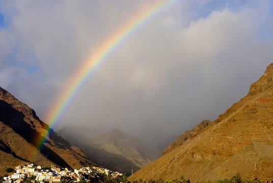 Rainbow, La Calera, Valle Gran Rey, La Gomera, Canary Islands, Spain, Europe