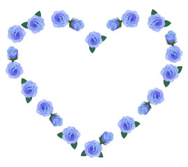 ハート型の薔薇　フレーム　青色