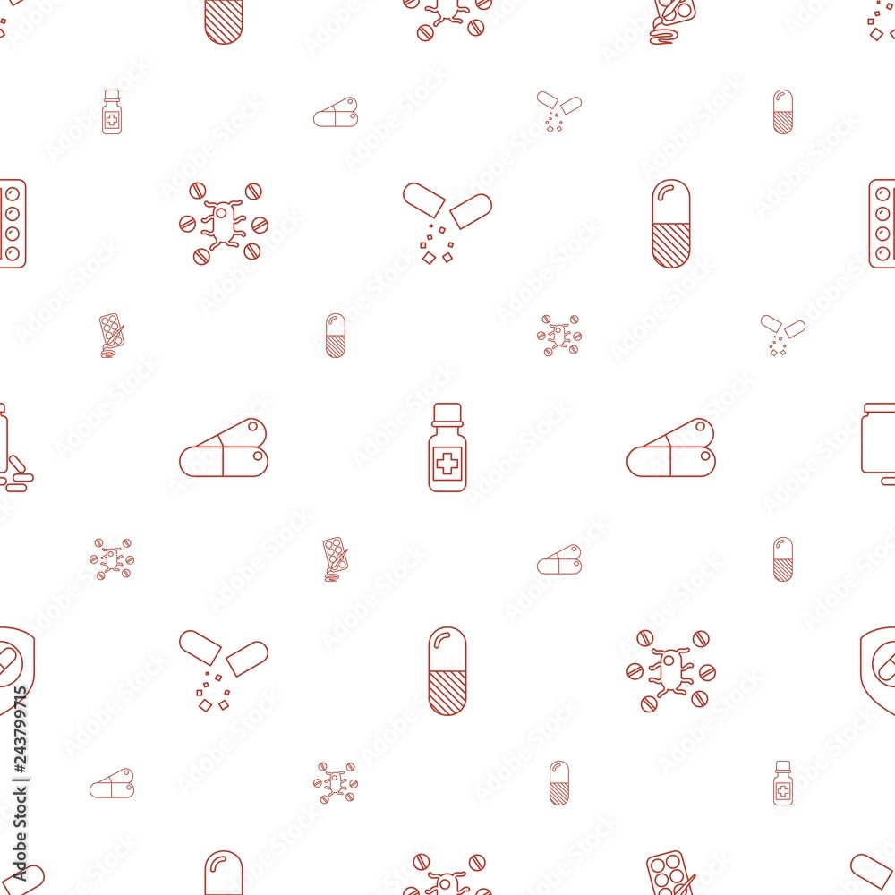 Poster pill icons pattern seamless white background