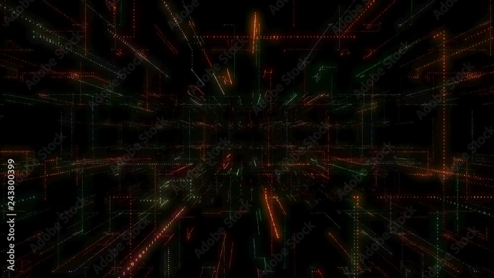 Fototapete 4K 3D Smart digital binary code with futuristic smart technology and connection network concept with seamless loop effect ..