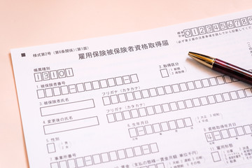 Obraz premium 雇用保険被保険者資格取得届 失業 給付 再就職