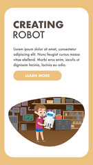 Child Creating Robot. Education Technology Skills