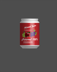 Isolated Juice can on the black background.