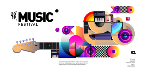 Vector Colorful Music Festival for Event Banner and Poster. Colorful Geometric Abstract Background Template in Eps10.