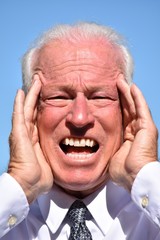 Stressful Adult Senior Business Man Isolated