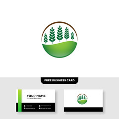 vector logo design for agriculture, agronomy, rural country farming field, natural harvest