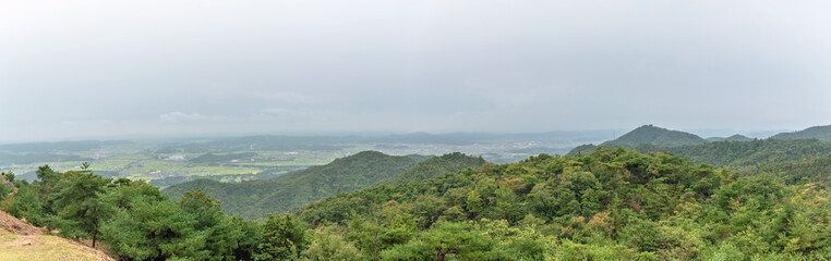 鬼ノ城からの総社平野の眺望