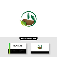 vector logo design for agriculture, agronomy, rural country farming field, natural harvest