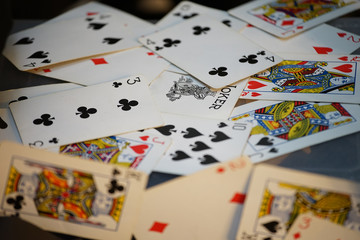 The cards which were scattered on the table