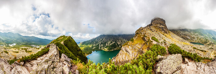 View from Krab in Tatra Mountains, Poland, Europe. 360 degree Panorama - obrazy, fototapety, plakaty