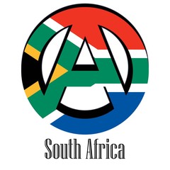 Flag of South Africa of the world in the form of a sign of anarchy