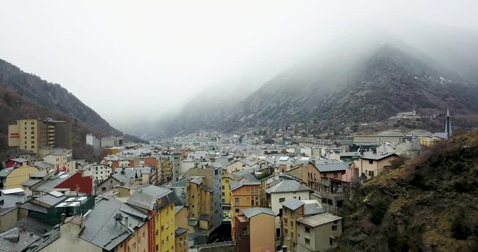 top view of the mountain town of andorra la vella, catalonia
