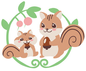 親子の可愛いシマリス -Parent and child cute Chipmunks-