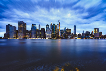 Naklejka na ściany i meble Manhattan Skyline from Brooklyn Bridge Park, NYC USA