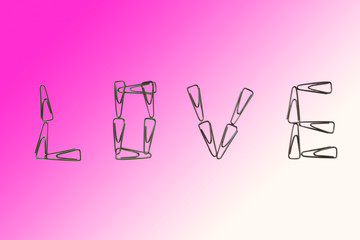 Love. Text made of clips.	
