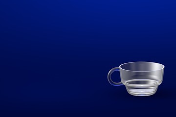 3D illustration of punch or toddy cup on blue - mockup with place for your text - drinking glass render