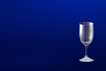 3D illustration of sour cocktail glass on blue - mockup with place for your text - drinking glass render