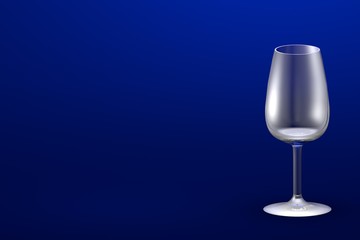 3D illustration of port wine glass on blue - mockup with place for your text - drinking glass render