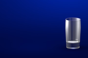 3D illustration of alcohol free drinks ordinary glass on blue - mockup with place for your text - drinking glass render