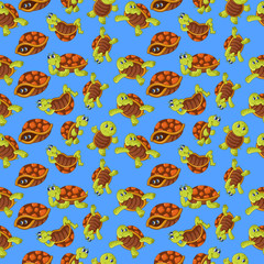 Turtle pattern seamless. Cartoon of turtle vector pattern seamless for web, poster and wrapping paper