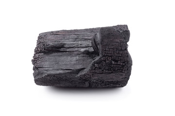 Natural wood charcoal Isolated on white background