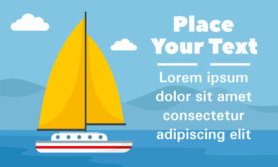 Yellow sail yacht concept banner. Flat illustration of yellow sail yacht vector concept banner for web design