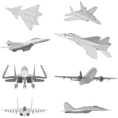 flying fighter planes on a white background