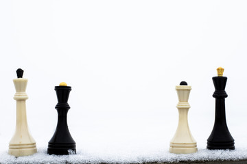 White king and queen with black king and queen chess