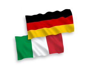 Flags of Italy and Germany on a white background