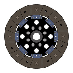 Clutch disc. Transmission equipment. Vector illustration