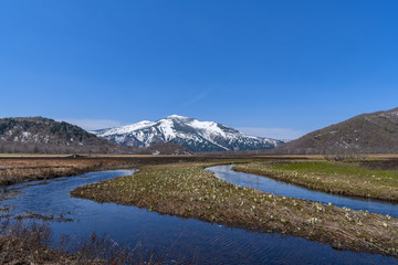 尾瀬ヶ原から見た春の至仏山
