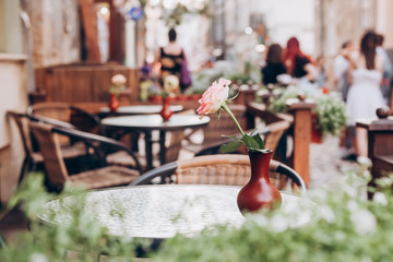 Tables of traditional outdoor cafe in Europe