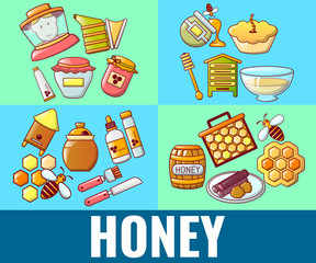 Honey concept banner. Cartoon banner of honey vector concept for web, giftcard and postcard